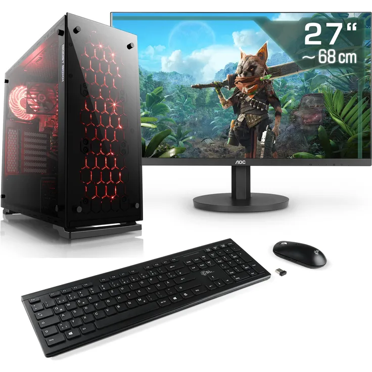 CSL Gaming PC M11310H, AMD Ryzen 7 8700G, 32 GB RAM, 1000 GB SSD, Radeon 780M, QWERTZ Layout (DE), Schwarz