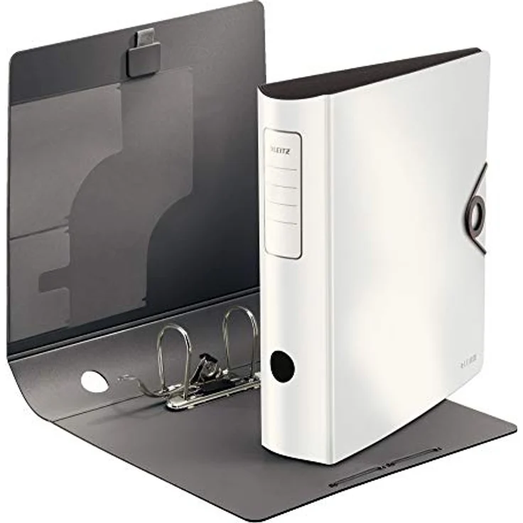 LEITZ Aktenordner Qualitäts-Ordner 180°, Innovativer Ordner in Duo-Optik, leuchtende Außenfarbe, warme Grauton-Innenseite – Bild 2
