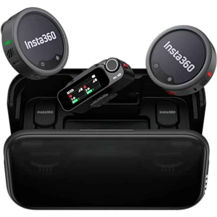 Insta360 Mic Pro 2 TX + 1 RX, Mikrofon-Set mit 3-Mikrofon-Array, E-Ink-Display und KI-Rauschunterdrückung