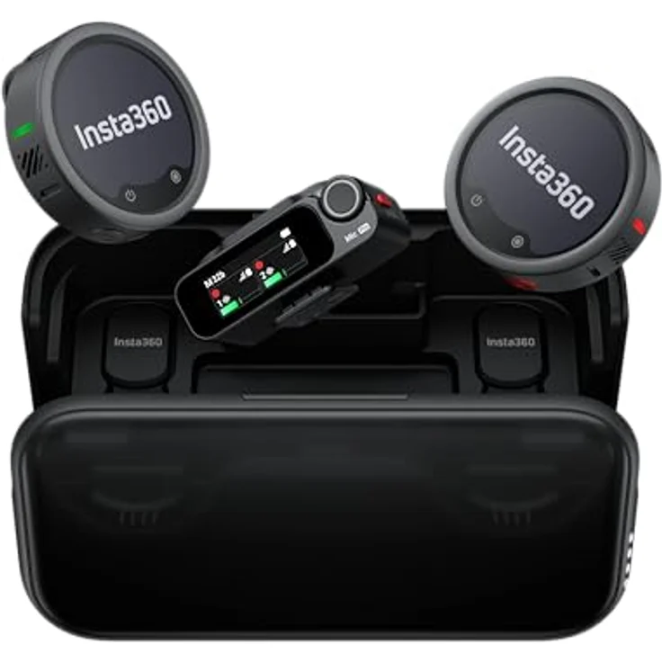 Insta360 Mic Pro 2 TX + 1 RX, Mikrofon-Set mit 3-Mikrofon-Array, E-Ink-Display und KI-Rauschunterdrückung – Bild 1