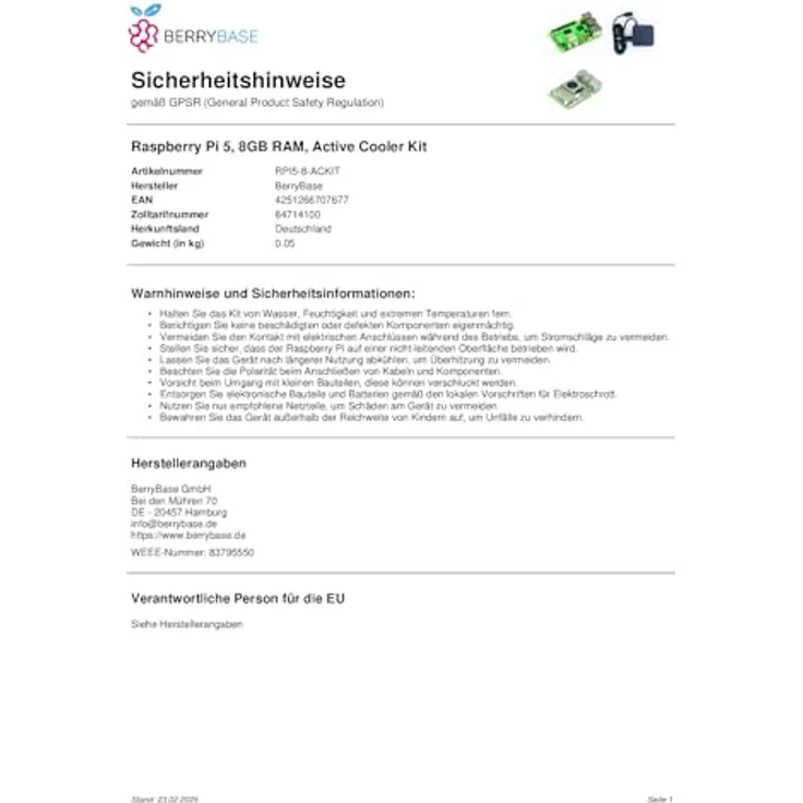 BerryBase Raspberry Pi 5, 8GB RAM, Active Cooler Kit, sofort einsatzbereit mit optimierter Stromversorgung und Kompatibilität – Bild 8