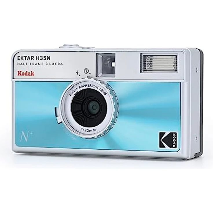 Kodak EKTAR H35N Halbformat-Filmkamera-Set mit eingebautem Sternfilter, verbesserter Glaslinse, Birnenfunktion, blau glasiert – Bild 3
