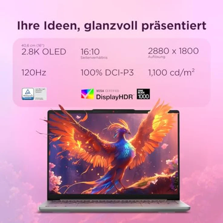 LENOVO IdeaPad Pro 5 16AGP11, 16 Zoll Laptop mit AMD Ryzen™ AI 9 465, 32 GB RAM, 1 TB SSD, Radeon™ 880M, Windows 11 Pro, grau – Bild 6