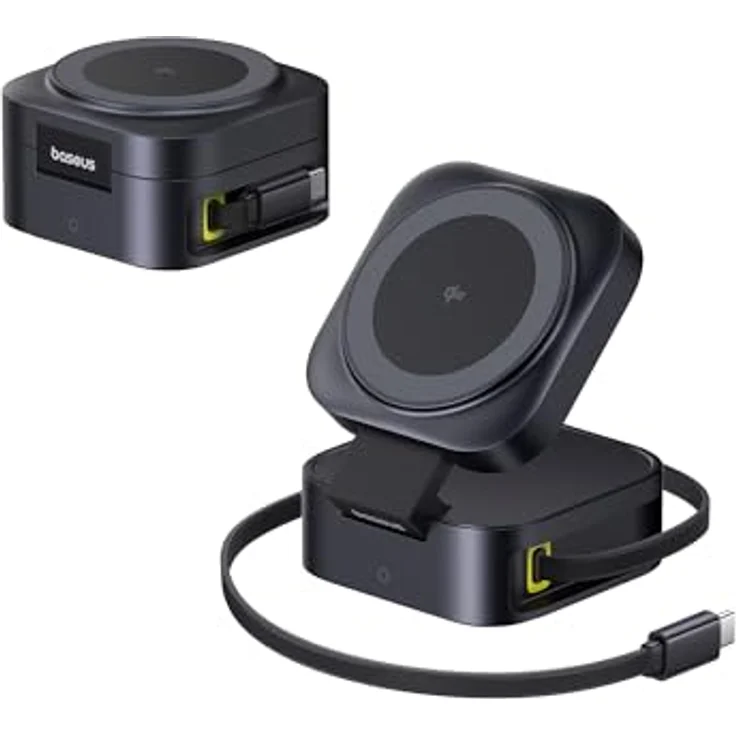 Baseus PicoGo 2-in-1 Wireless-Ladegerät mit Magsafe Qi2, 67W, schwarz, für gleichzeitiges Laden von zwei Geräten – Bild 1
