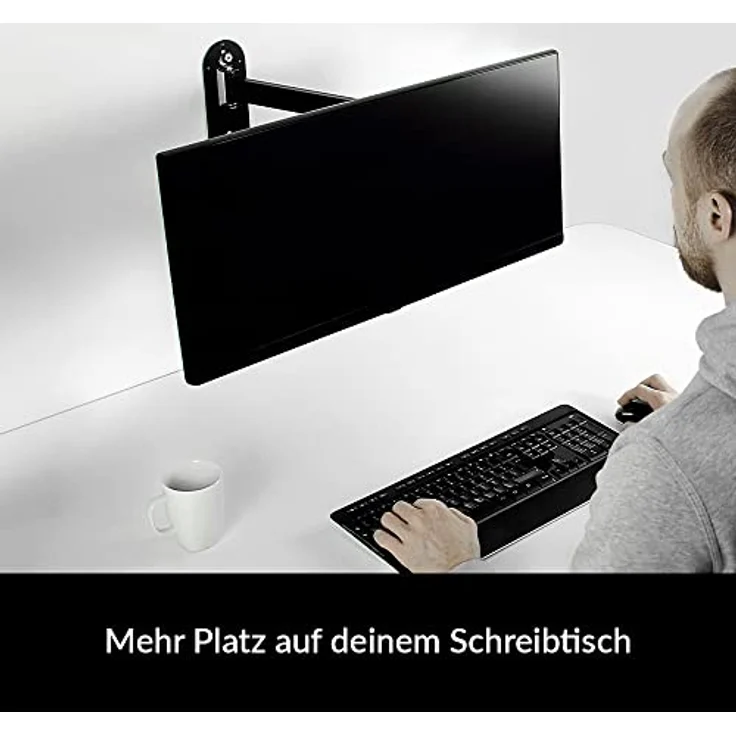 ARCTIC W1C - Monitor-Wandhalterung mit beweglichem Gelenkarm, für bis zu 43''-49'' Ultrawide, integrierte Kabelführung, mitgelieferte Wasserwaage für einfache Montage - Schwarz – Bild 3