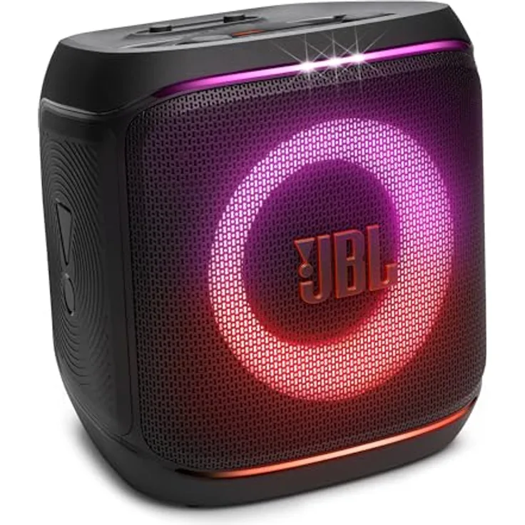 JBL PartyBox Encore 2, Bluetooth Partylautsprecher mit 15 Stunden Akkulaufzeit, spritzwasserfest und inkl. kabellosem Mikrofon, Schwarz