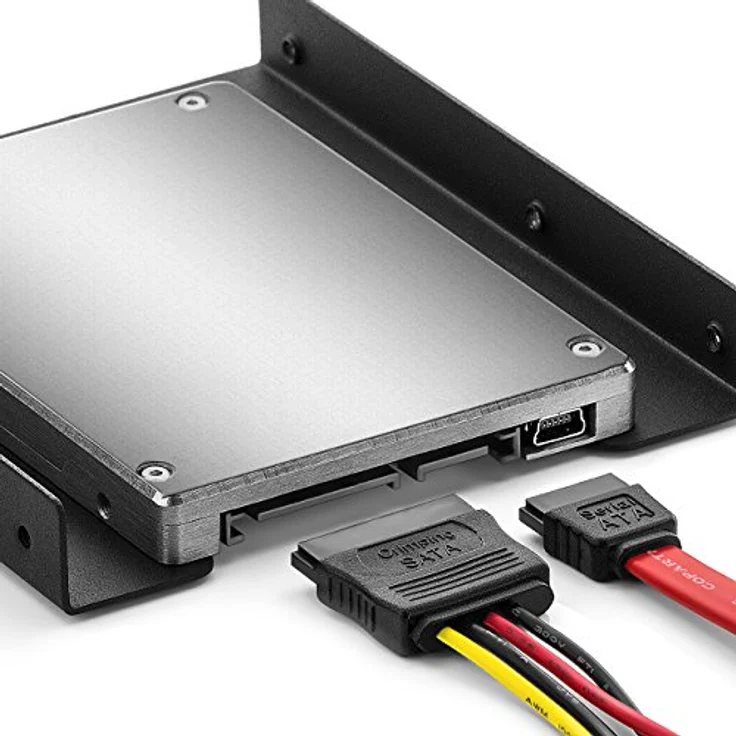 deleyCON Einbaurahmen für 2,5'' Festplatten / SSD's auf 3,5'' Adapter Wechselrahmen Mounting Frame Halterung Schienen inkl. Schrauben SATA Kabel und Stromadapter – Bild 5