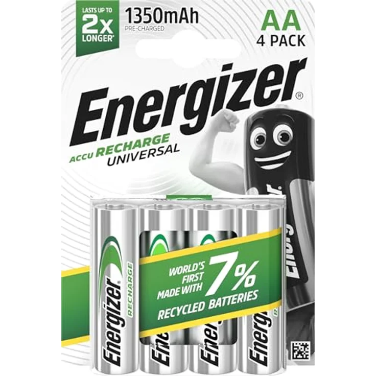Energizer AA Akkus, Recharge Universal Akku, 4 wiederaufladbare Batterien AA – Bild 2