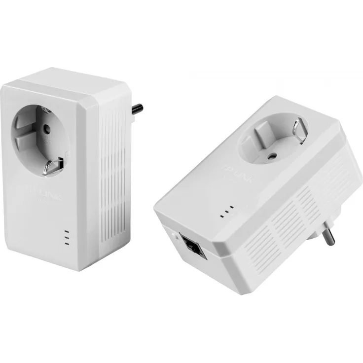 TP-Link TL-PA4010P KIT, Powerline Adapter Starter Kit mit 600 Mbit/s, weiße Farbe, integrierte Steckdose, stromsparend