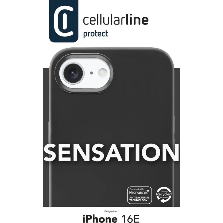 Cellular Line Sensation Cover für Apple iPhone SE (2025), Schwarz, Handytasche für sicheren Schutz
