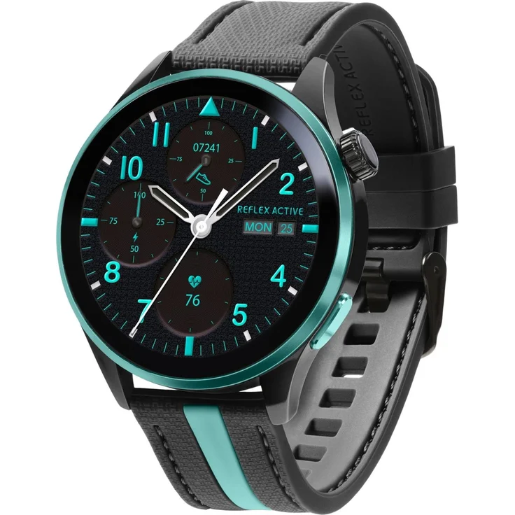 Reflex Active Serie 54, AMOLED GPS Smartwatch in Schwarz und Grün mit Smart-Calling und Fitness-Tracking