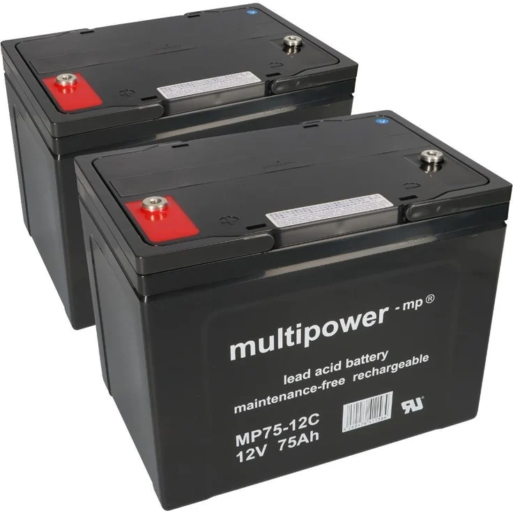 Multipower Ersatzakku Ortopedia Touring 924S, 2 x 12V 75Ah Blei AGM, zyklenfest