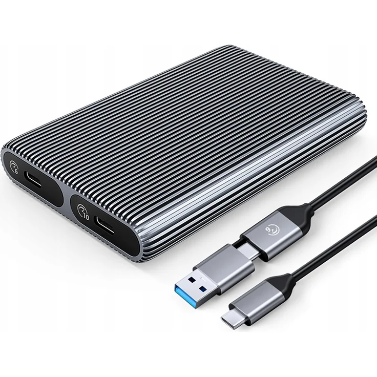 ORICO AM2C3-2Sn Dual-Disk-Caddy für zwei M.2 SATA+NVMe Laufwerke, USB-C 3.2, 10 Gb/s, Aluminium, grau