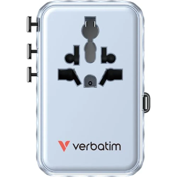 Verbatim Charge 'n' Travel 100W Universaler Reiseadapter, mit einziehbarem USB-C-Kabel, GaN III-Technologie, 7-in-1 Ladefunktion, EU/UK/US/AUS Steckformat – Bild 2