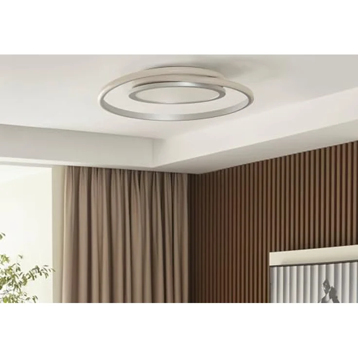 Lucande LED Deckenleuchte 'Noud' dimmbar in Chrom aus Metall (1 flammig) - Energiesparende Schlafzimmerlampe mit Dimmer – Bild 3
