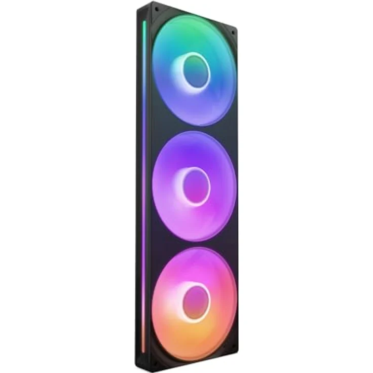 NZXT F360 RGB Core - 360 mm Einzelrahmen-Lüftereinheit mit 3 x 120 mm RGB-Lüftern - Drehzahl- und Beleuchtungssteuerung - Hoher statischer Druck und Luftstrom - 8 aRGB-LEDs pro Lüfter - Schwarz - Gehäuselüfter – Bild 1