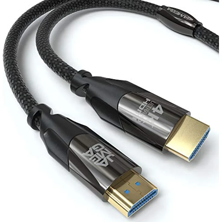 JAMEGA - 10m HDMI Kabel 2.0 - High Speed mit Ethernet - Ultra HD 4K 60Hz 4:2:0 HDR HDCP ARC CEC 3D 1080p Full HD Dolby Vision 16GBit s - Nylon Kabel 3 Fach geschirmt - Black Series