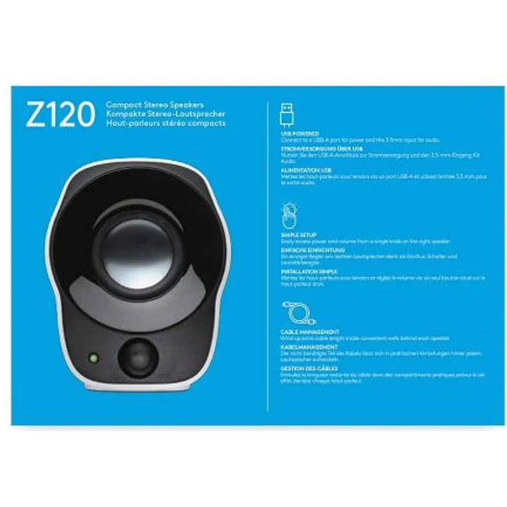 Logitech Z120 Notebook-Lautsprecher 2.0 (mit 3,5 mm USB-Stromversorgung) schwarz-silver – Bild 6