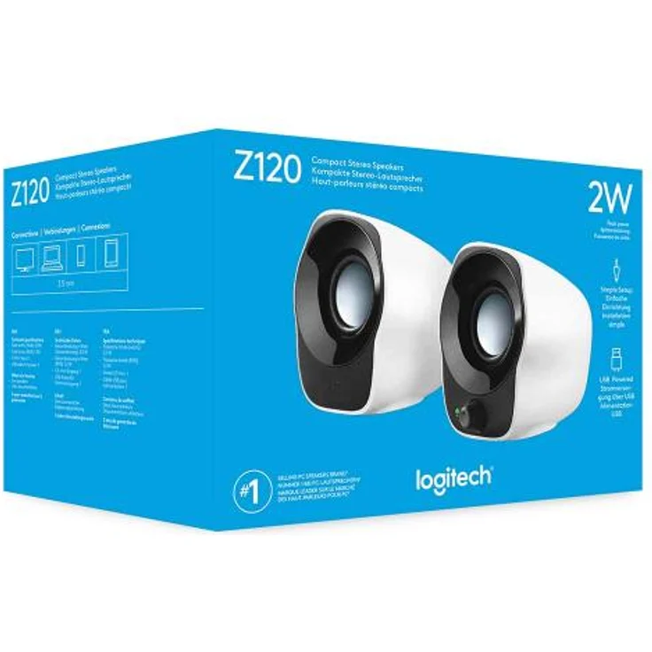 Logitech Z120 Notebook-Lautsprecher 2.0 (mit 3,5 mm USB-Stromversorgung) schwarz-silver – Bild 7