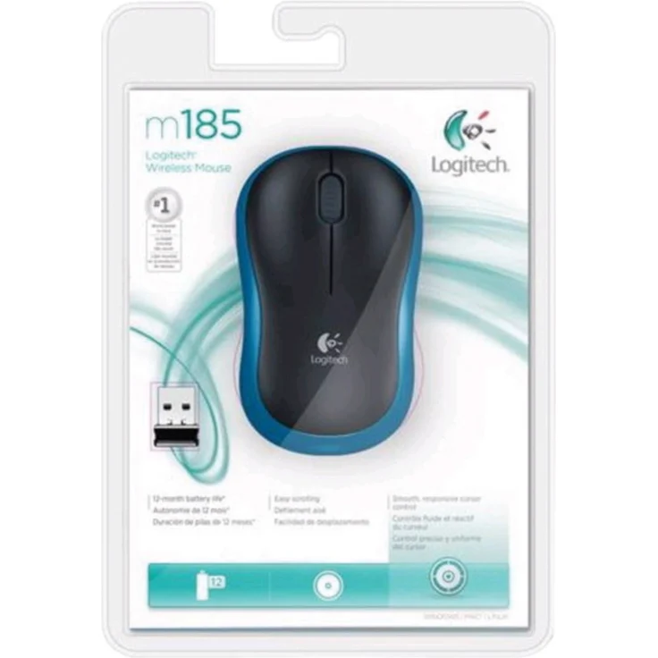 Logitech M185 Kabellose Maus, 2.4 GHz Verbindung via Nano-USB-Empfänger, 1000 DPI Optischer Sensor, 12-Monate Akkulaufzeit, Für Links- und Rechtshänder, PC-Mac, Blau – Bild 6
