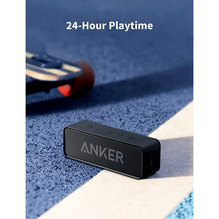 Anker SoundCore AK-A3102011 Kompakter Bluetooth 4.2 Lautsprecher, 24 Stunden Wiedergabe, Intensiver Bass, Integriertes Mikrofon, kompatibel mit iPhone, iPad, Samsung, Nexus, HTC und mehr (in Schwarz) – Bild 4