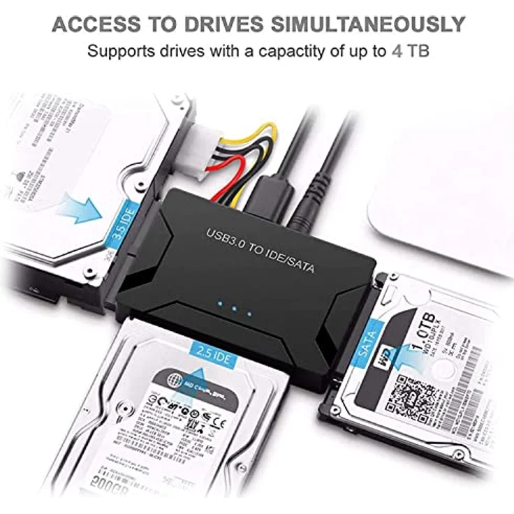 Bolwins L40C USB 3.0 IDE SATA Adapter Konverter für 2.5 & 3.5 HDD SSD, Hot Swap, 4 TB Unterstützung, schwarzes externes Festplatten-Kabel – Bild 6