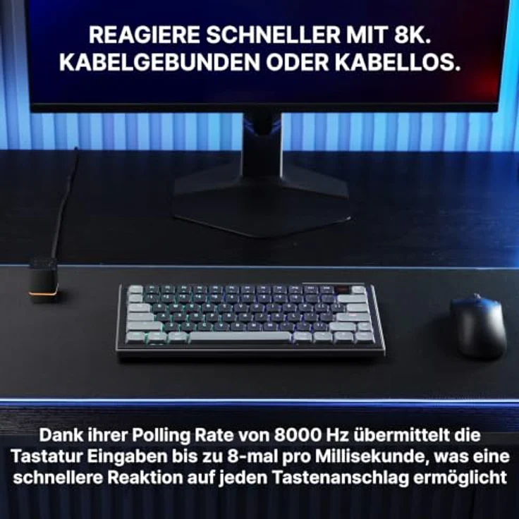 CHERRY XTRFY K63W Pro Compact Ultra-Wideband Tastatur, Kabellos mit MX Low Profile 2.0 Red-Switches, 8000 Hz Polling Rate, 6000 mAh Akku – Bild 4