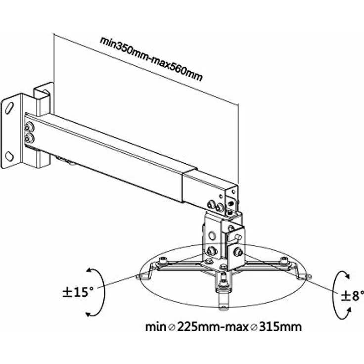 AISENS CWP01TSE-049 Projektorhalterung Wand- - Decken Weiß - Projektorhalterungen (Wand- - Decken, 20 kg, Weiß, Stahl, 350-560 mm, 16°) – Bild 8