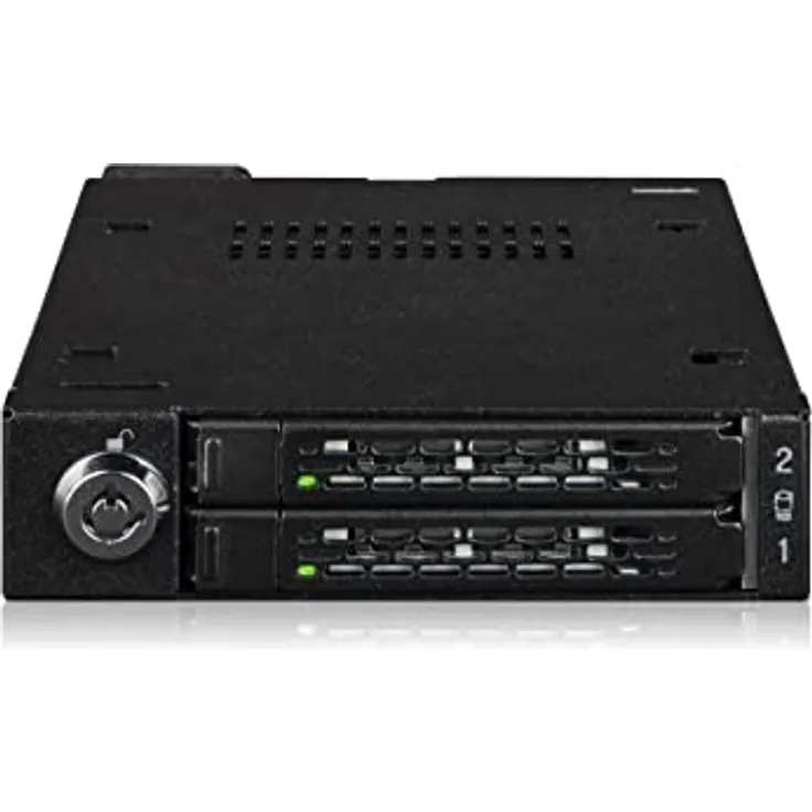 ICY DOCK oughArmor MB092VK-B - Wechselrahmen für 2X PCIe 4.0 64Gbps U.2 / U.3 NVMe SSDs in 1x 3,5 Zoll Schacht Schwarz Vollmetall
