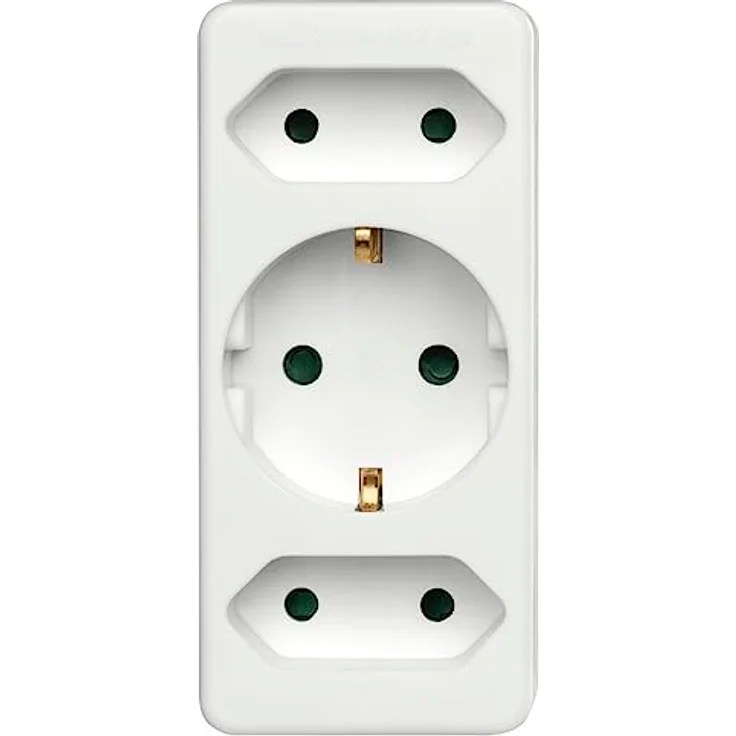 Steckdosenadapter 3-Fach, 1x Schutzkontakt, 2X Euro, Weiß – Bild 2