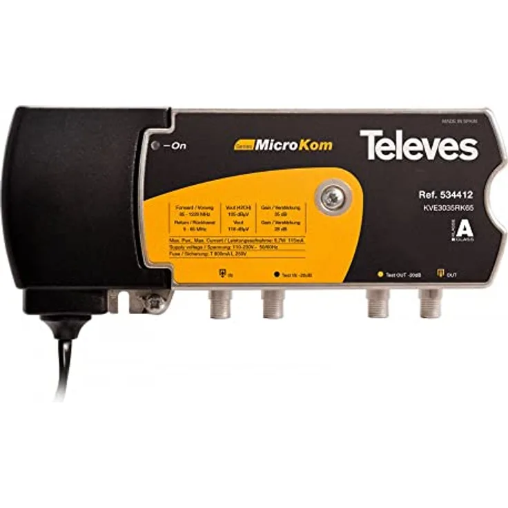 Televes Verstärker MICROKOM Rückkanal + terrestrisch T4 5-65 MHz G30/35dBTELEVES 534412, Original TELEVES KVE3035RK65