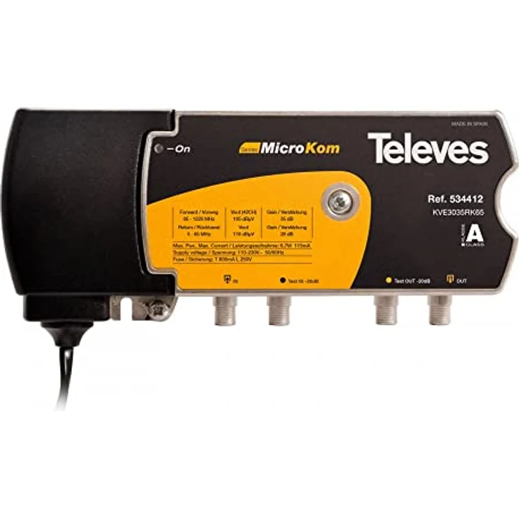 Televes Verstärker MICROKOM Rückkanal + terrestrisch T4 5-65 MHz G30/35dBTELEVES 534412, Original TELEVES KVE3035RK65