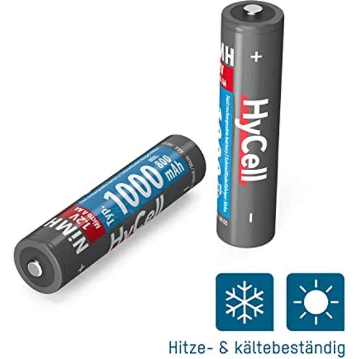 HyCell wiederaufladbar Akku Batterie Micro AAA 1000mAh NiMH ohne Memory-Effekt 4er Pack Photo Fotoakku Digitalkamera Spielzeug-Akku – Bild 3