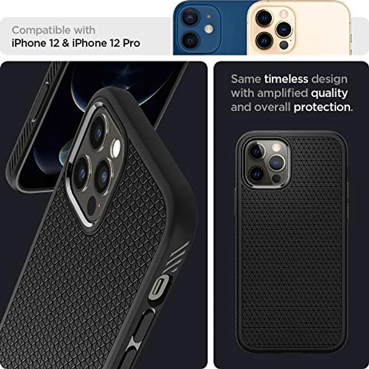 Spigen ACS01701 Liquid AIR iPhone 12 PRO Matte Black – Bild 4