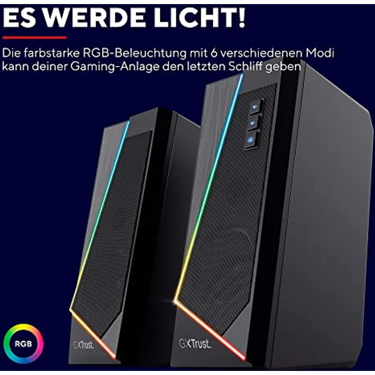 Trust Gaming Lautsprecher für PC GXT 609 Zoxa - Computer Boxen, Lautsprecherset mit 6 Verschiedene RGB Beleuchtungsarten – Bild 3