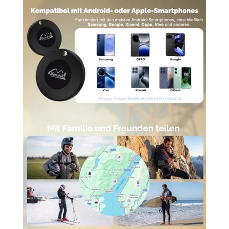 Lifemate Life Tag Duo, Bluetooth-Tracker für iOS/Android, Schlüsselfinder mit einfacher Einrichtung, 1er-Pack – Bild 4