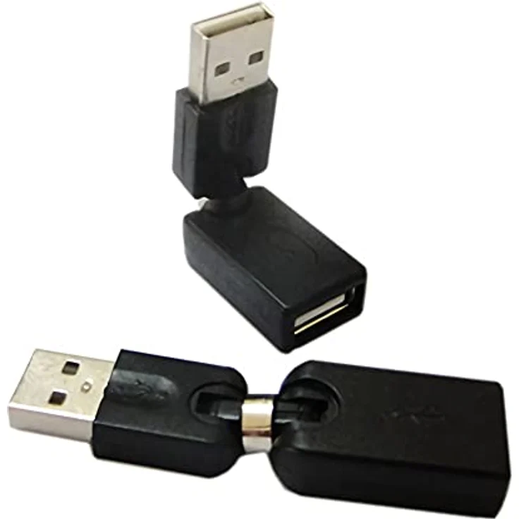 Aukson G37 USB 2.0 A Stecker auf A Buchse Verlängerungsadapter, 360° drehbarer Typ A Stecker auf Typ A Buchse, Flexibler USB 2.0 Adapter Konverter, schwarz – Bild 3