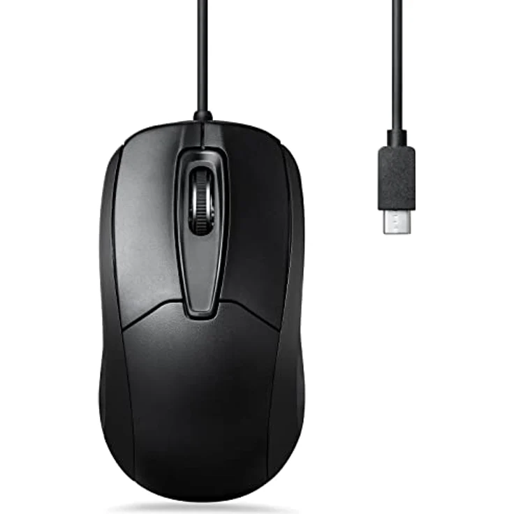Perixx PERIMICE-209C USB-C Kabelgebundene Maus für Links- und Rechtshänder, Schwarz – Bild 1