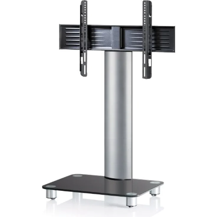 VCM TV-Standfuß LED Halterung Ständer Fernseh Standfuss Alu Glas Universal Silber VESA Mobil Rollen ''Tosal'' – Bild 3