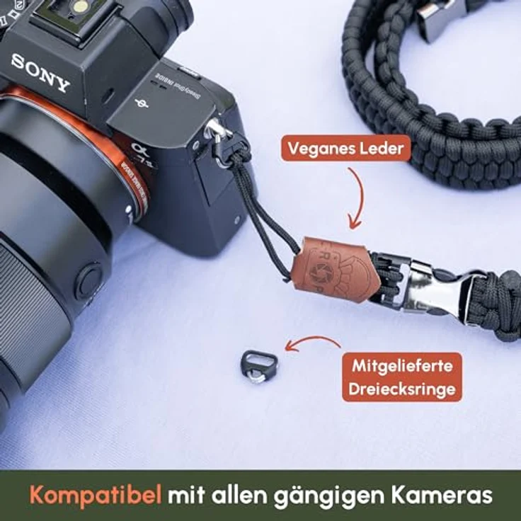 C-Rope Kameragurt THE TRAVELER handgeflochten aus Paracord, Schultergurt mit Schnellverschluss, 140cm, Schwarz – Bild 5