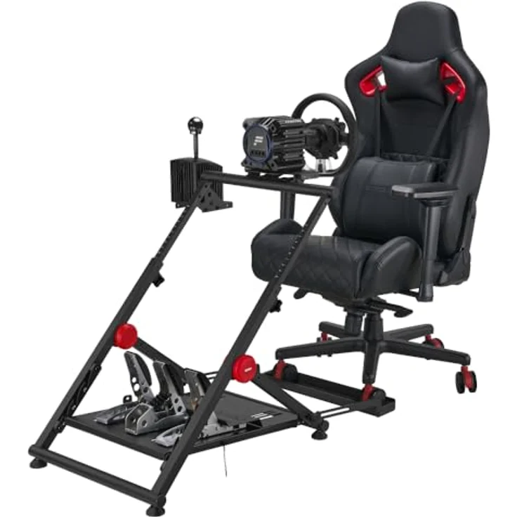 OPLITE Wheel stand GT PRO - Universalhalterung für Lenkrad Force-Feedback, Kettenradgarnitur und Getriebe, kompatibel mit allen Logitech-, Thrustmaster- und Fanatec-Produkten, ergonomisches und faltbares Design, starrer und stabiler Pedalunterstützung, Getriebeträger, Kabelmanagement, 3M Skid – Bild 5