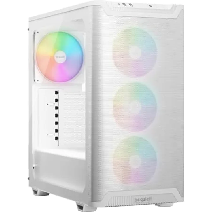 be quiet! Pure Base 501 LX White PC-Gehäuse mit 4 vorinstallierten Light Wings PWM-Lüftern, ARGB-Beleuchtung, ARGB-Controller und PWM-Hub, hoher statischer Druck, USB 3.2 Gen. 2 Type C, geräumiges Design