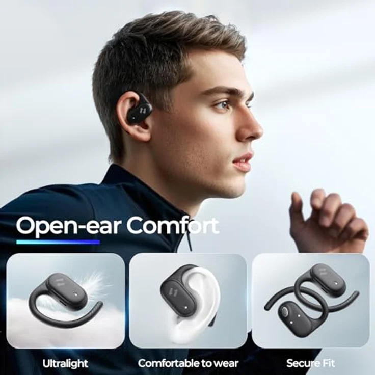 Havit OWS915 Open Ear Bluetooth Kopfhörer, 64 Stunden Akku, wasserdicht, ENC, Schwarz – Bild 2
