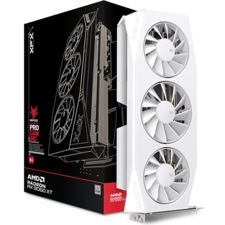 XFX Mercury AMD Radeon RX 9060XT OC White, 16GB GDDR6 Grafikkarte mit 3-Fan-Kühlung, Boost-Takt bis zu 3320 MHz, HDMI und 2x DP – Bild 1