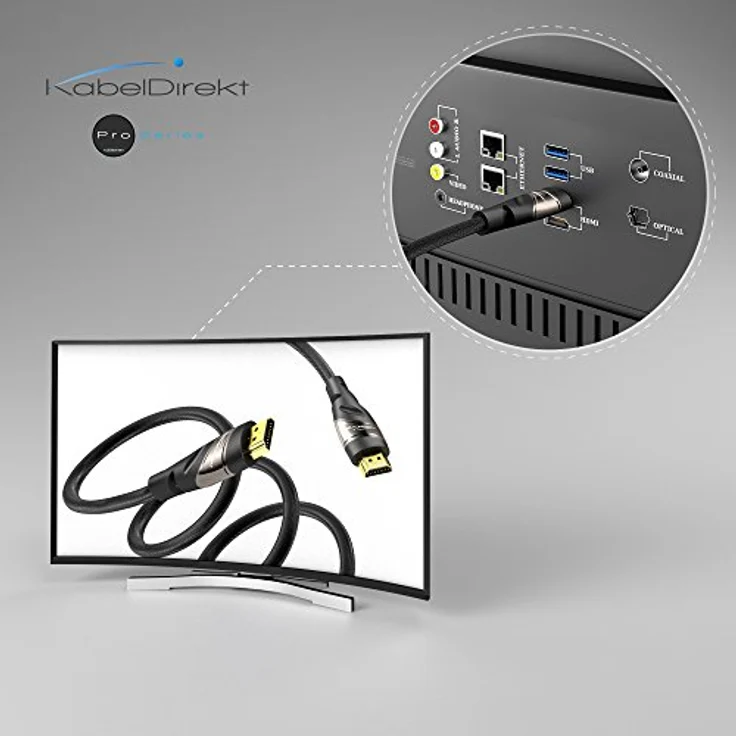 KabelDirekt - 4K HDMI Kabel - 10m - kompatibel mit (HDMI 2.0a-b 2.0, 1.4a, 4K Ultra HD, 3D, Full HD, 1080p, HDR, ARC, Highspeed mit Ethernet, PS4, Xbox, HDTV) - PRO Series – Bild 5
