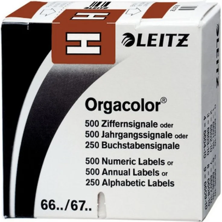 LEITZ Aktenordner LEITZ Buchstabensignal Orgacolor "H", auf Rolle, braun – Bild 1