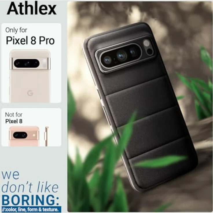 Caseology Athlex für Google Pixel 8 Pro Hülle, [Sandstein Textur], Seitliche Griffmuster Handyhülle - Aktiv Schwarz mit erhöhtem Schutz und Urbanem Design – Bild 2