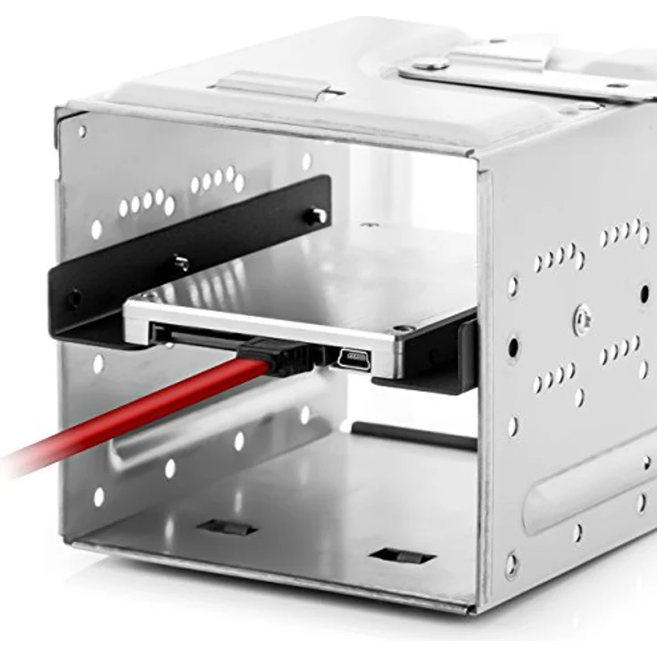 deleyCON Einbaurahmen für 2,5'' Festplatten / SSD's auf 3,5'' Adapter Wechselrahmen Mounting Frame Halterung Schienen inkl. Schrauben SATA Kabel und Stromadapter – Bild 7