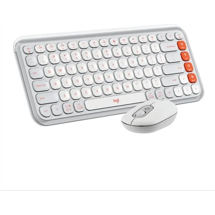 Logitech POP ICON Combo, Bluetooth-Tastatur-Maus-Set, programmierbare Tasten, leise Klicks, Easy-Switch für bis zu 3 Geräte – Grauweiß