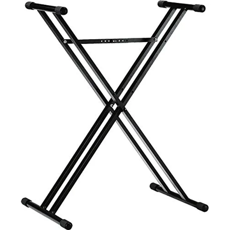 K&M 18963 Keyboardständer Schwarz aus Stahl - X-Ständer für Masterkeyboard & Stagepiano, doppelstrebig, höhenverstellbar